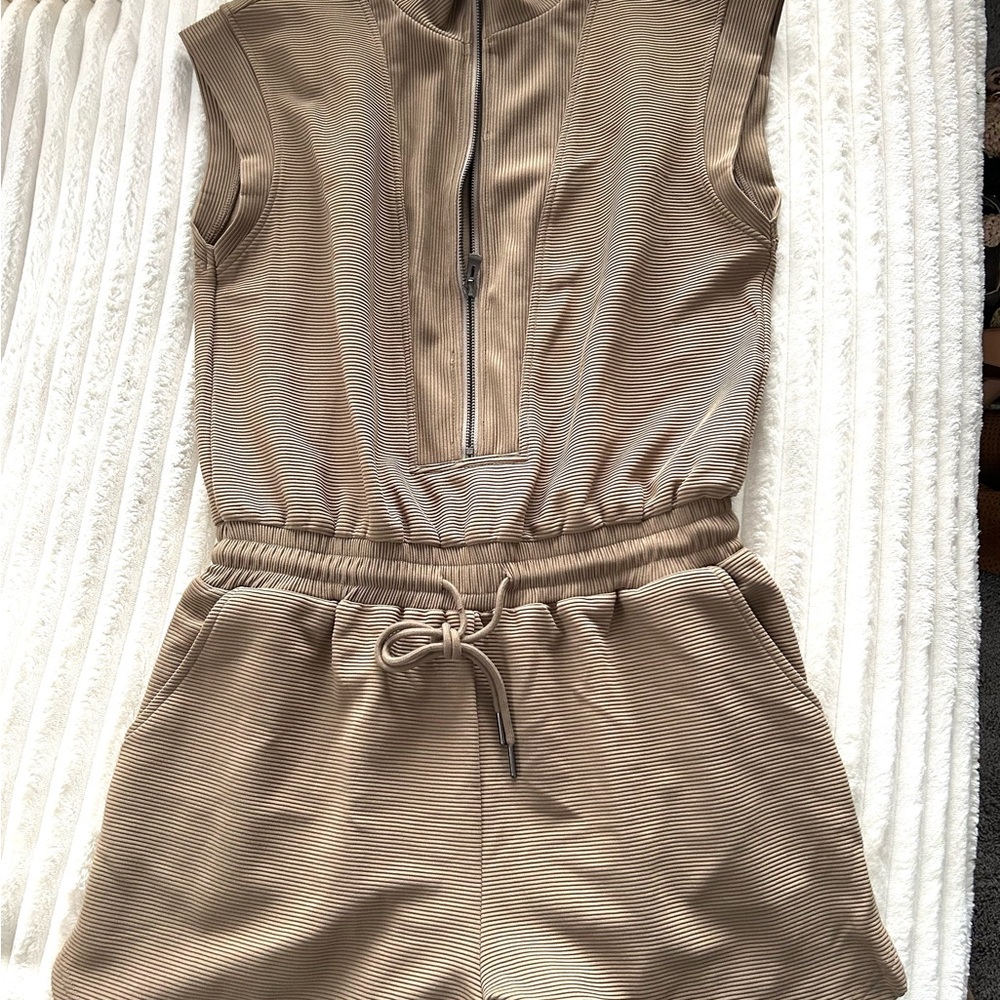 Sleeveless Tan Jumpsuit